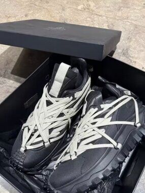 Moncler Black & White Woven Runner Shoes